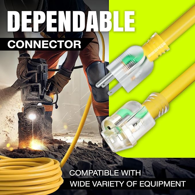 10ft Outdoor/Indoor Extension Cord 12/3 Gauge Extra Heavy Duty 3 Prong SJTW - Image 4