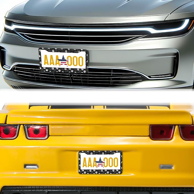 License Plate Holder Black and White License Plate Frames Black White Dog Cat - Image 8