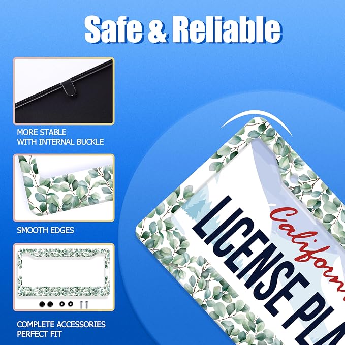 Green Leaf License Plate Frame Colorful License Plate Stainless Steel Funny - Image 2