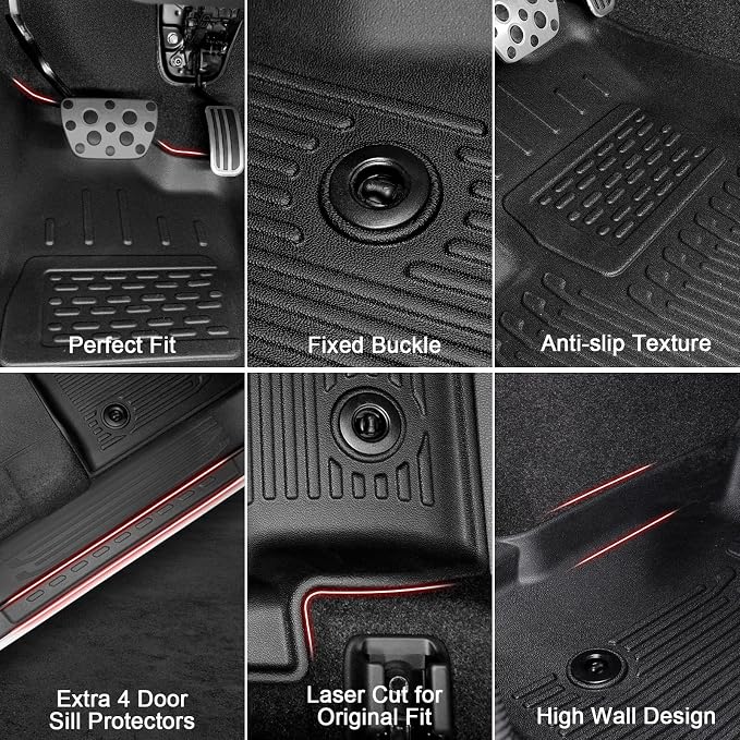 Floor Mats Set for 2025 Toyota 4Runner Fuel 5-Seater, Full Coverage All Weather - Image 5