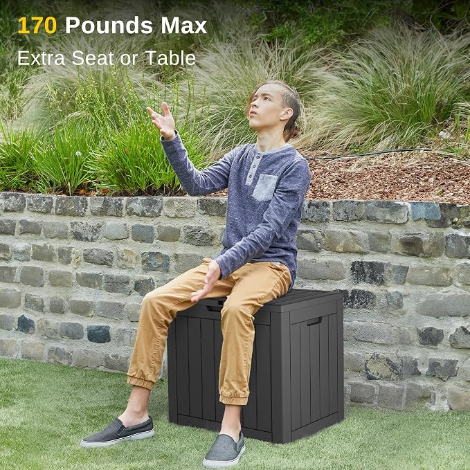EAST OAK Outdoor Storage Box, 31 Gallon Deck Box, Waterproof Resin Storage Bin - Image 2