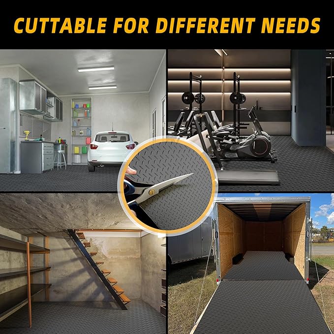 8.2x21 FT Garage Floor Mat, 2.8mm Thickened Diamond Plate PVC Garage Flooring - Image 7