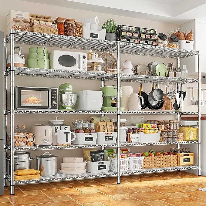 REIBII 70" W Wire Shelving Load 1500LBS, Metal Shelving 5-Tier Storage Shelves by REIBII