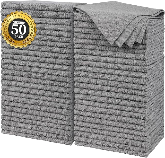 FIXSMITH Grey Microfiber Cleaning Cloth, Reusable Shop Towels, Microfiber Towels by FIXSMITH